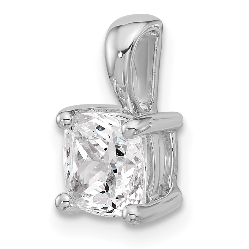 14k White Gold 1 1/2 Ct. Certified Lab Grown Diamond VS/SI+ G+ Cushion Four Prong Pendant