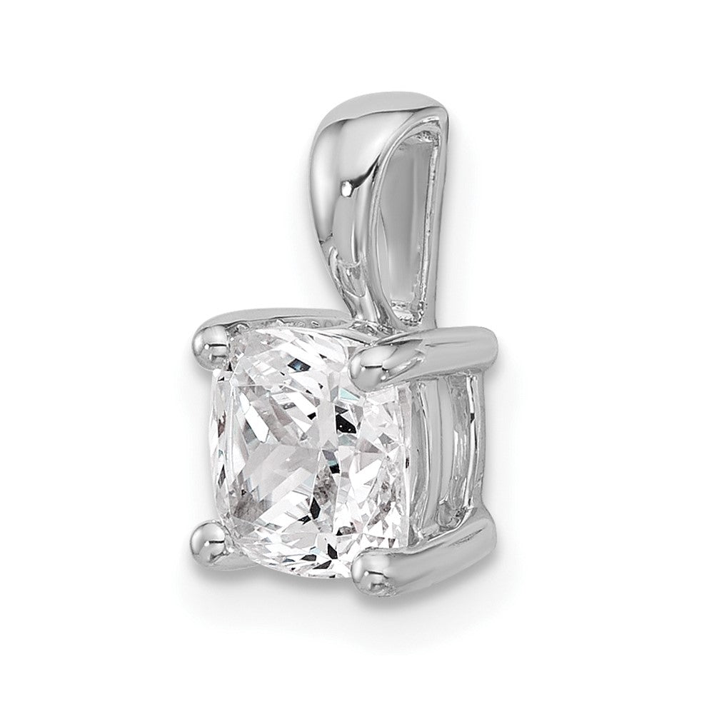14k White Gold 1 1/2 Ct. Lab Grown Diamond VS/SI+ G+ Cushion Complete Four Prong Pendant