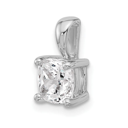 14k White Gold 1 1/2 Ct. Lab Grown Diamond VS/SI+ G+ Cushion Complete Four Prong Pendant
