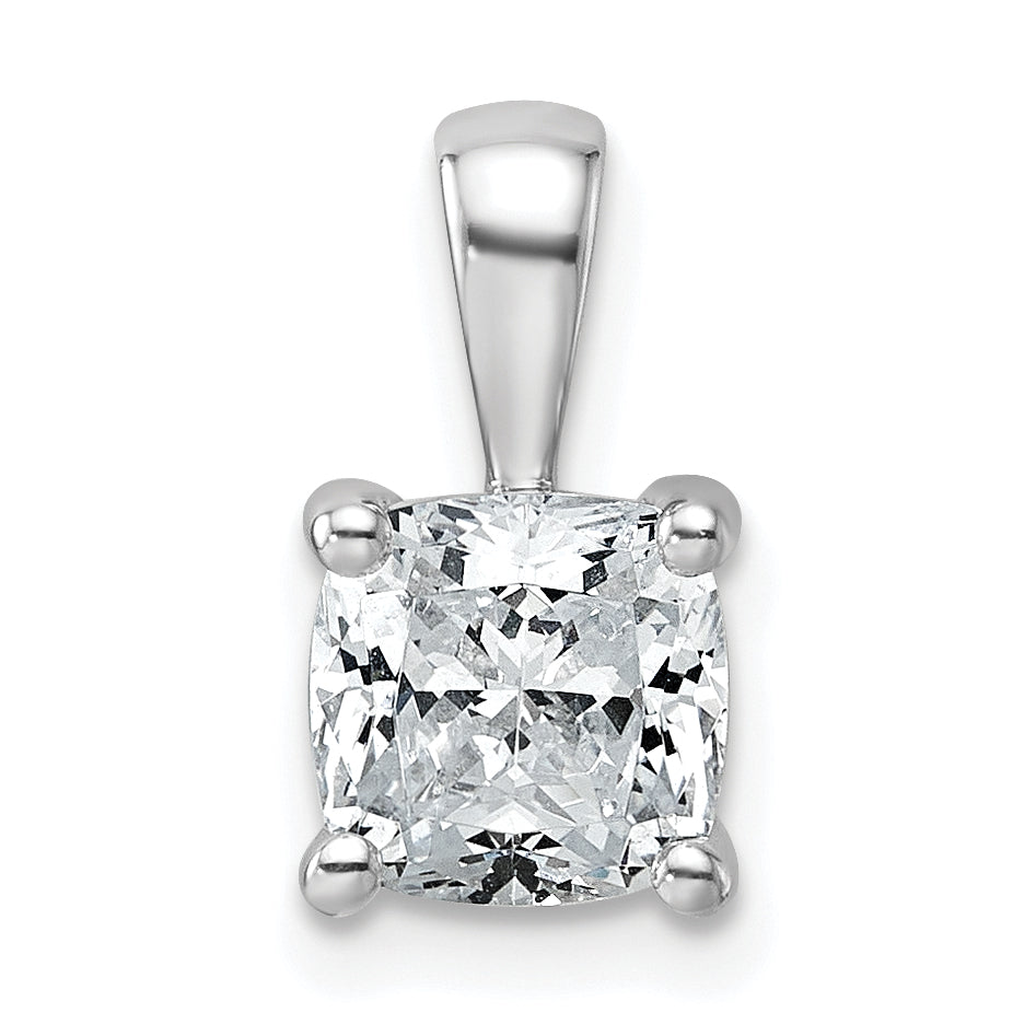 14k White Gold 1 1/2 Ct. Certified Lab Grown Diamond VS/SI+ G+ Cushion Four Prong Pendant