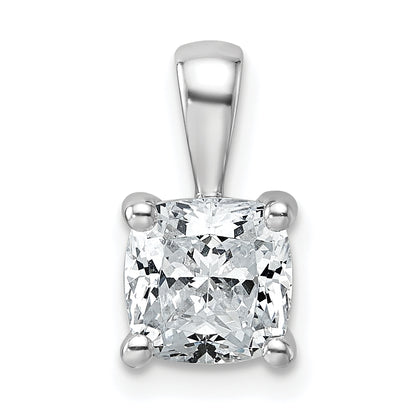 14k White Gold 1 1/2 Ct. Certified Lab Grown Diamond VS/SI+ G+ Cushion Four Prong Pendant