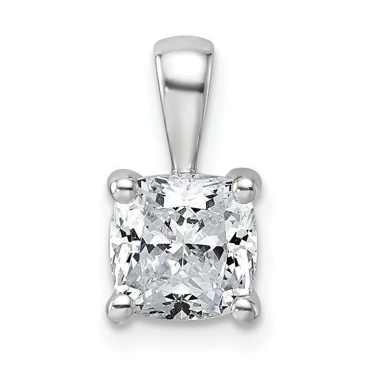 14k White Gold 1 1/2 Ct. Certified Lab Grown Diamond VS/SI+ G+ Cushion Four Prong Pendant