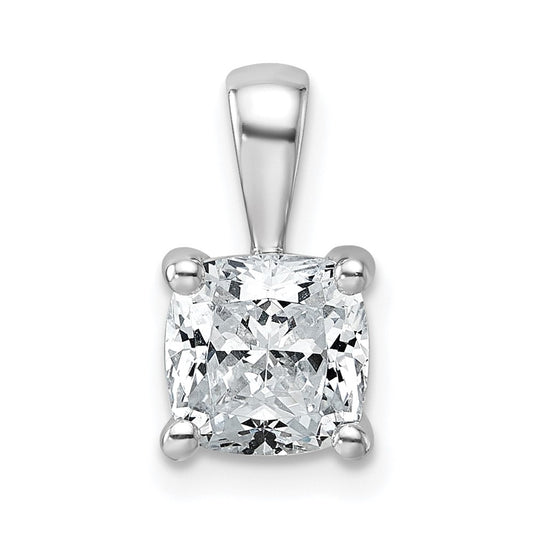 14k White Gold 1 1/2 Ct. Lab Grown Diamond VS/SI+ G+ Cushion Complete Four Prong Pendant