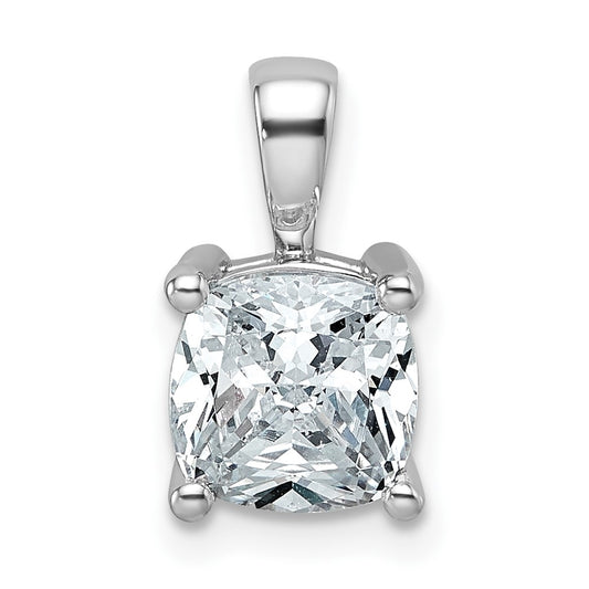 14K White Gold 2 Carat Certified Lab Grown Diamond Vs+ F+ Cushion Complete Four Prong Pendant