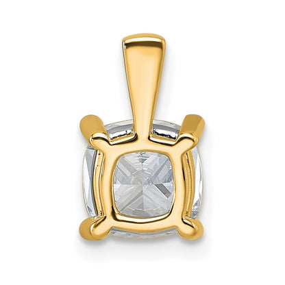 14k Yellow Gold 2 Ct. Certified Lab Grown Diamond VS/SI+ G+ Cushion Complete Four Prong Pendant