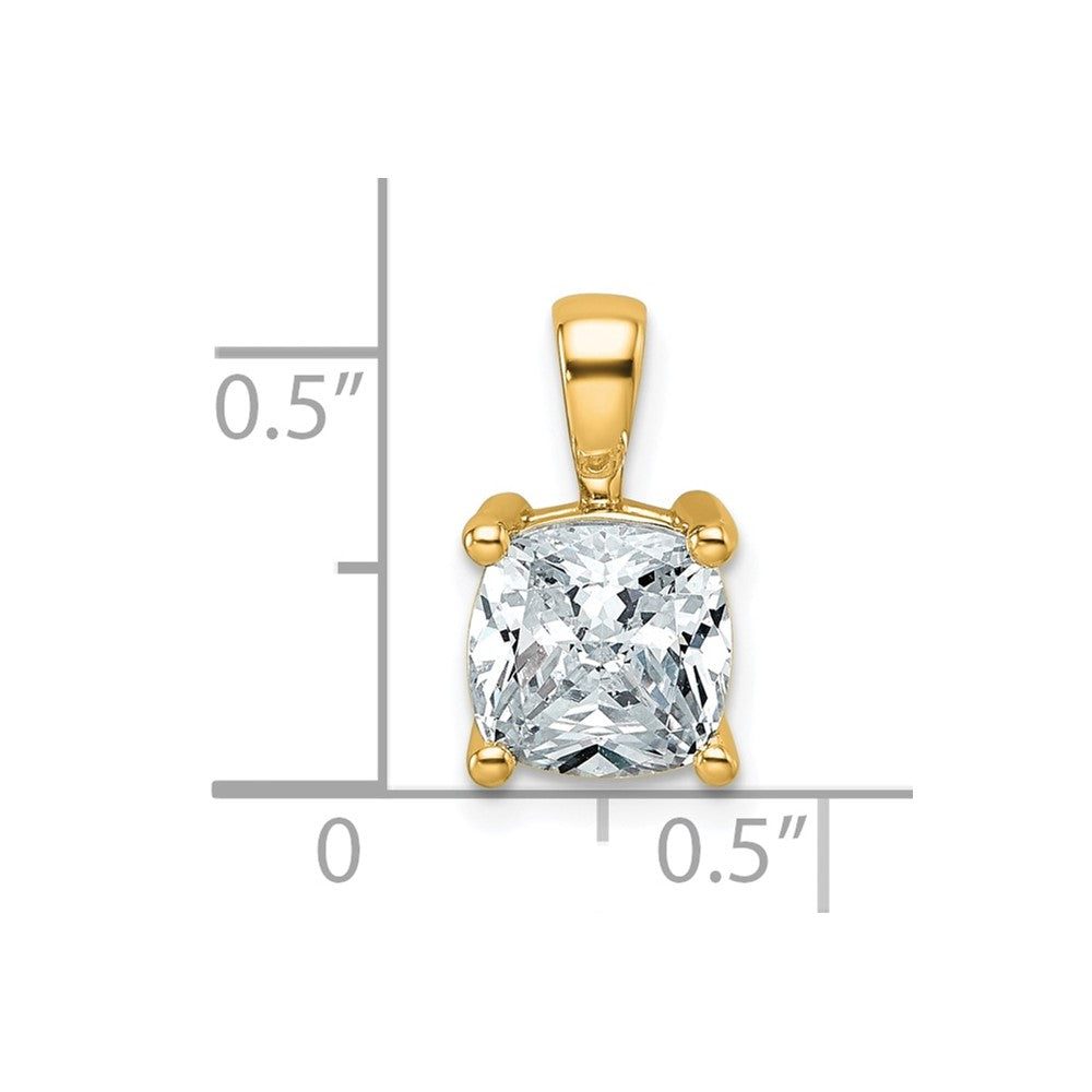 14k Yellow Gold 2 Ct. Certified Lab Grown Diamond VS/SI+ G+ Cushion Complete Four Prong Pendant