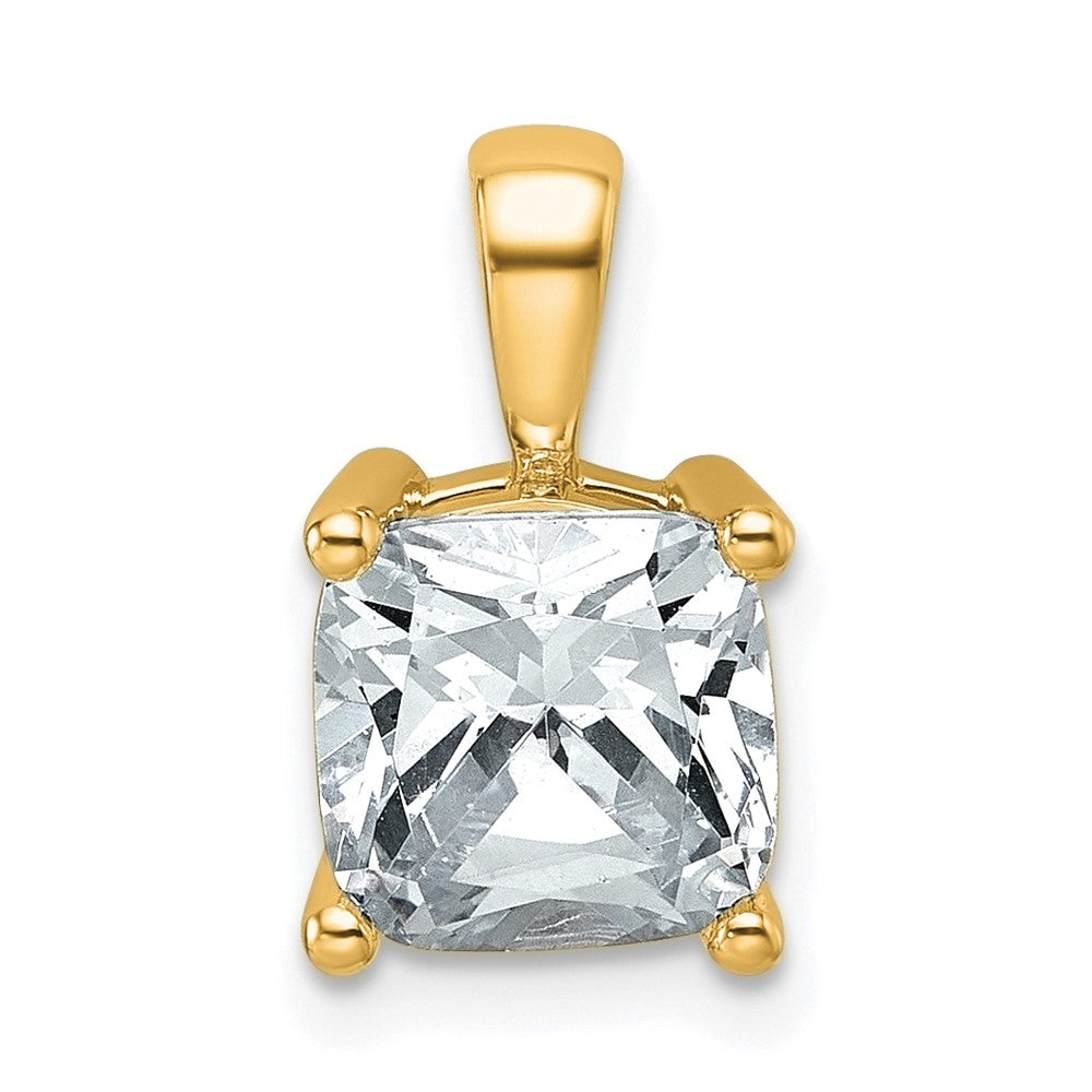14k Yellow Gold 2 1/2 Ct. Certified Lab Grown Diamond VS/SI+ G+ Cushion Complete Four Prong Pendant