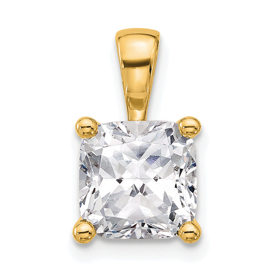 14K Yellow Gold 3 Carat Certified Lab Grown Diamond Vs+ F+ Cushion Complete Four Prong Pendant