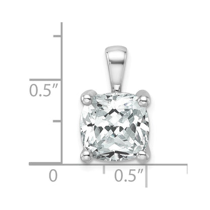 14k White Gold 5 Ct. Lab Grown Diamond VS/SI+ G+ Cushion Complete Four Prong Pendant