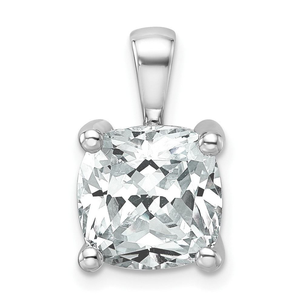 14k White Gold 5 Ct. Lab Grown Diamond VS/SI+ G+ Cushion Complete Four Prong Pendant