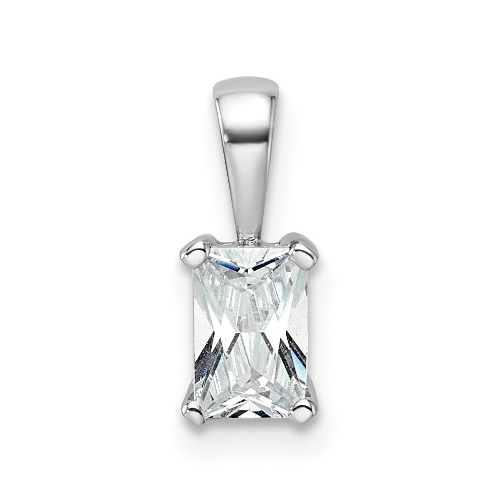 14K White Gold 1/2 Carat Certified Lab Grown Diamond Vs+ F+ Radiant Complete Four Prong Pendant