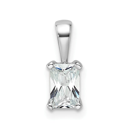 14K White Gold 1/2 Carat Certified Lab Grown Diamond Vs+ F+ Radiant Complete Four Prong Pendant