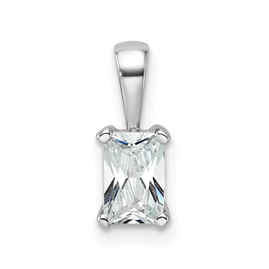 14K White Gold 1/2 Carat Certified Lab Grown Diamond Vs+ F+ Radiant Complete Four Prong Pendant