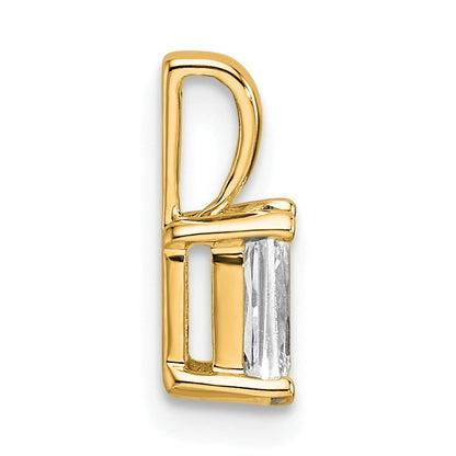 14K Yellow Gold 1/2 Carat Certified Lab Grown Diamond Vs+ F+ Radiant Complete Four Prong Pendant