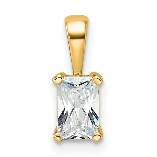 14K Yellow Gold 1/2 Carat Certified Lab Grown Diamond Vs+ F+ Radiant Complete Four Prong Pendant