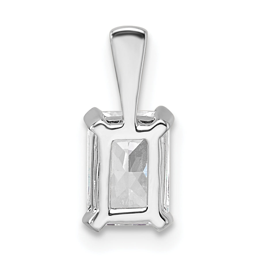 14K White Gold 3/4 Carat Lab Grown Diamond Vs+ F+ Radiant Complete Four Prong Pendant