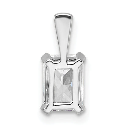 14K White Gold 3/4 Carat Lab Grown Diamond Vs+ F+ Radiant Complete Four Prong Pendant