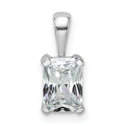 14K White Gold 3/4 Carat Lab Grown Diamond Vs+ F+ Radiant Complete Four Prong Pendant