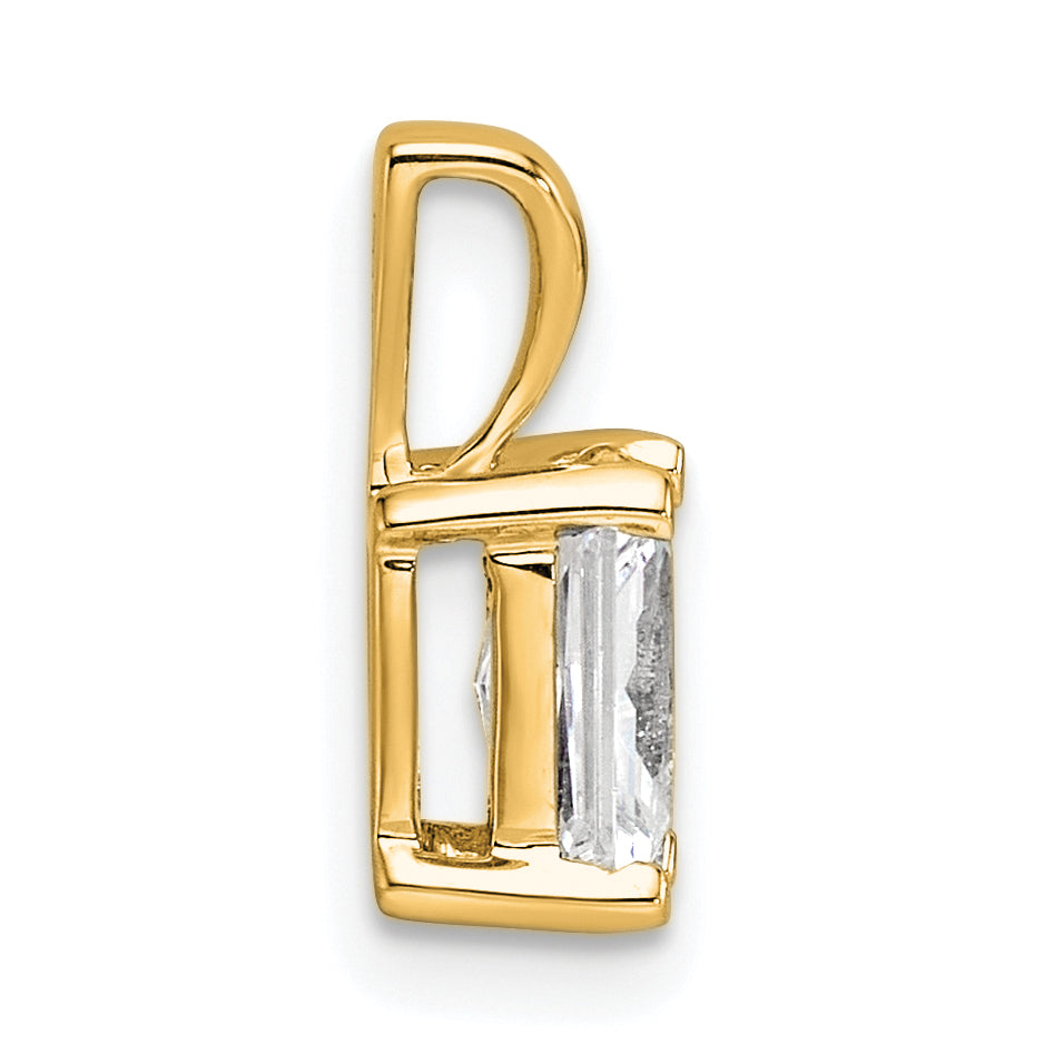 14K Yellow Gold 3/4 Carat Lab Grown Diamond Vs+ F+ Radiant Complete Four Prong Pendant