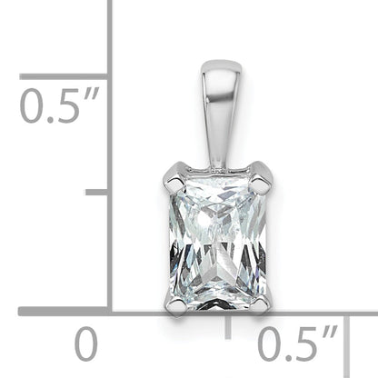14K White Gold 1 Carat Lab Grown Diamond Vs+ F+ Radiant Complete Four Prong Pendant