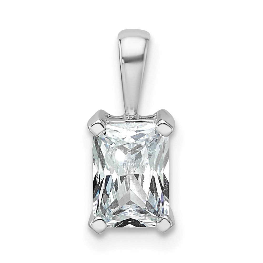 14k White Gold 1 Ct. Lab Grown Diamond VS/SI+ G+ Radiant Complete Four Prong Pendant