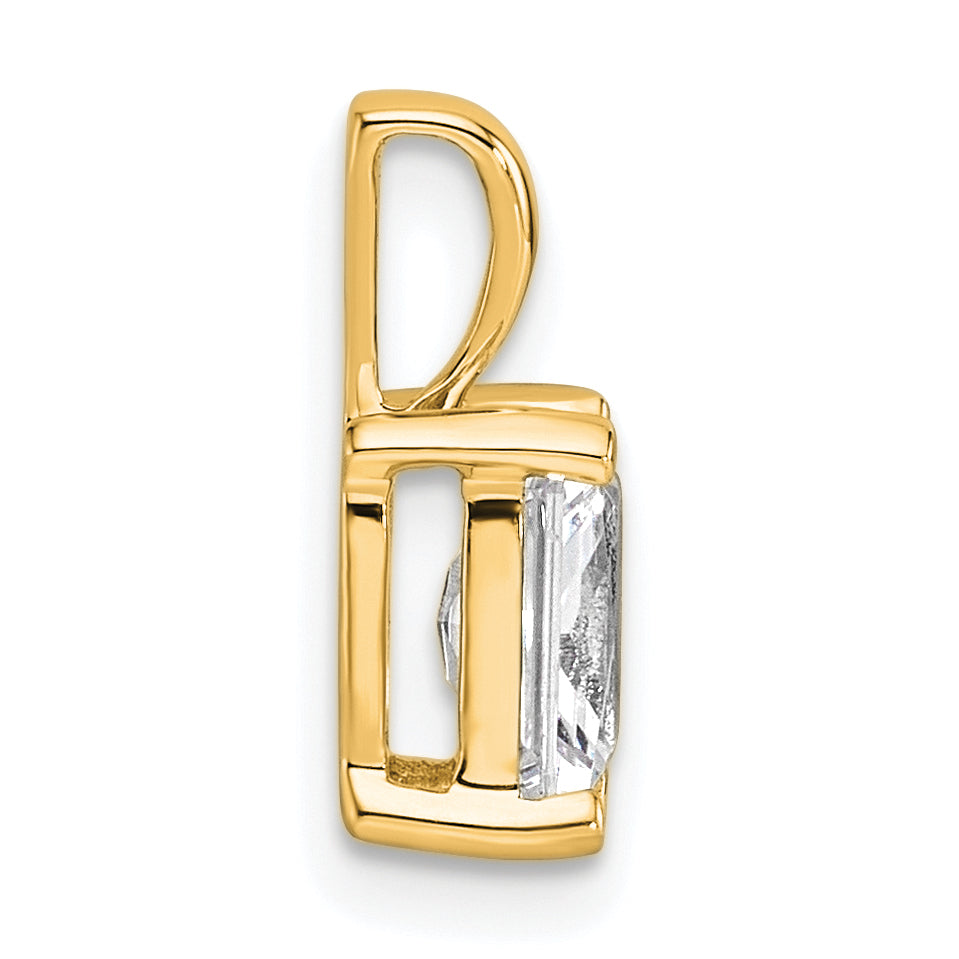 14K Yellow Gold 1 Carat Certified Lab Grown Diamond Vs+ F+ Radiant Complete Four Prong Pendant