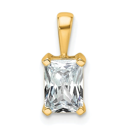 14K Yellow Gold 1 Carat Certified Lab Grown Diamond Vs+ F+ Radiant Complete Four Prong Pendant