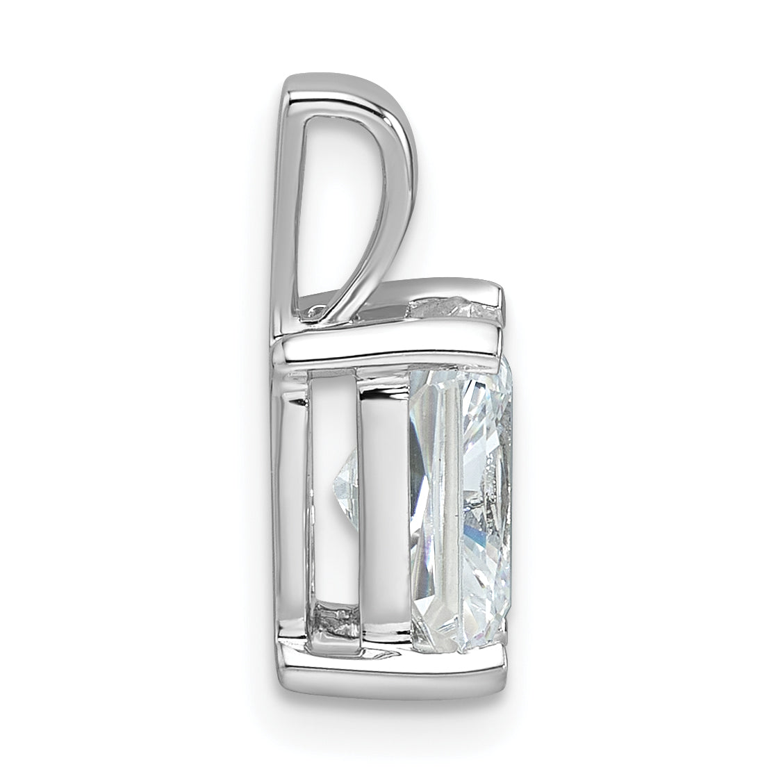 14K White Gold 2 Carat Certified Lab Grown Diamond Vs+ F+ Radiant Complete Four Prong Pendant