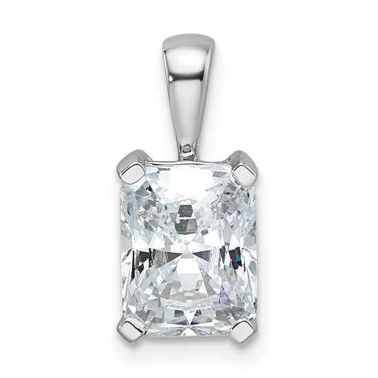 14K White Gold 2 Carat Lab Grown Diamond Vs+ F+ Radiant Complete Four Prong Pendant