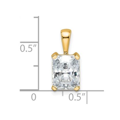 14k Yellow Gold 2 Ct. Certified Lab Grown Diamond VS/SI+ G+ Radiant Complete Four Prong Pendant