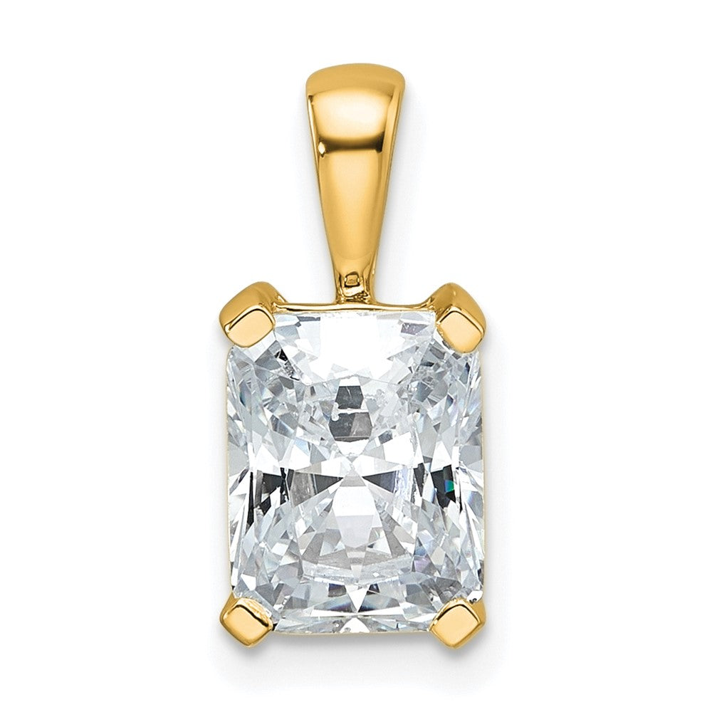 14k Yellow Gold 2 Ct. Certified Lab Grown Diamond VS/SI+ G+ Radiant Complete Four Prong Pendant