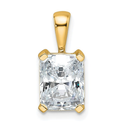 14k Yellow Gold 2 Ct. Certified Lab Grown Diamond VS/SI+ G+ Radiant Complete Four Prong Pendant