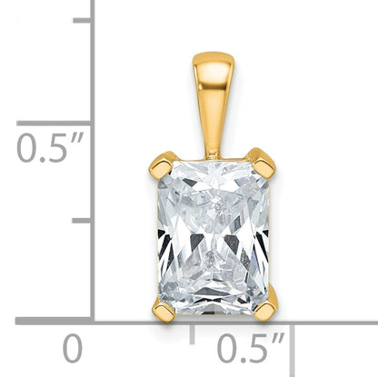14K Yellow Gold 2 1/2 Carat Lab Grown Diamond Vs+ F+ Radiant Complete Four Prong Pendant