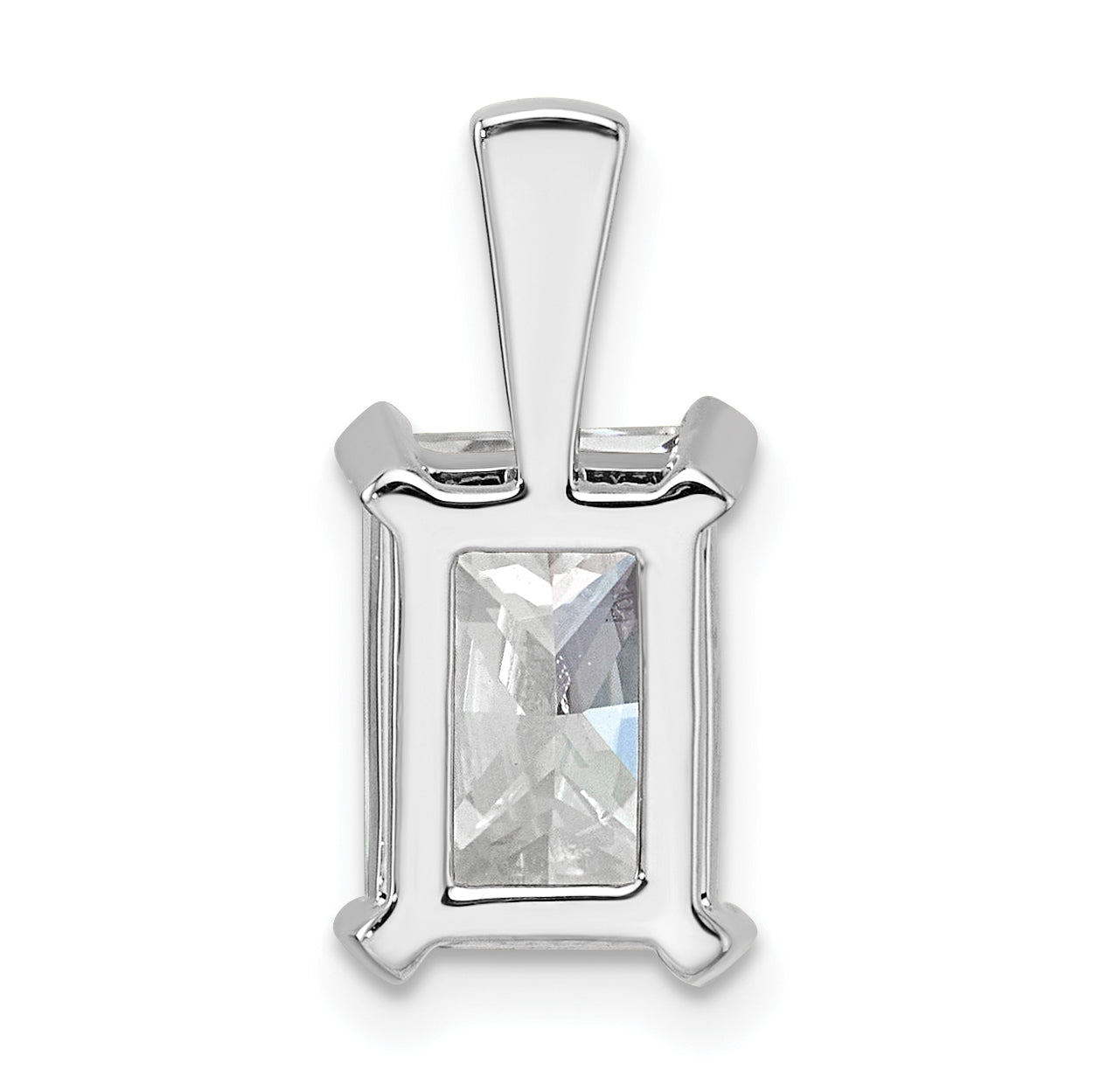 14K White Gold 3 Carat Lab Grown Diamond Vs+ F+ Radiant Complete Four Prong Pendant