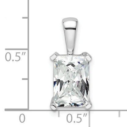 14K White Gold 3 Carat Certified Lab Grown Diamond Vs+ F+ Radiant Complete Four Prong Pendant