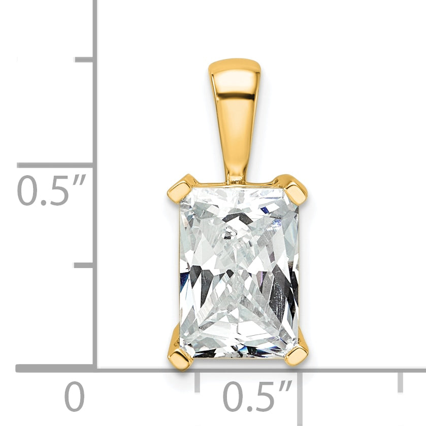 14k Yellow Gold 3 Ct. Lab Grown Diamond VS/SI+ G+ Radiant Four Prong Pendant