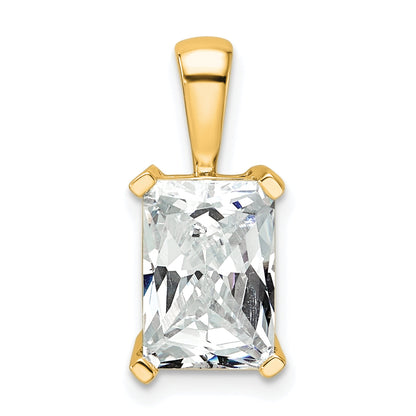 14K Yellow Gold 3 Carat Lab Grown Diamond Vs+ F+ Radiant Complete Four Prong Pendant