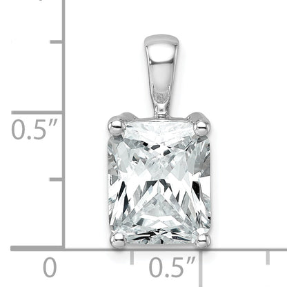 14K White Gold 4 Carat Certified Lab Grown Diamond Vs+ F+ Radiant Complete Four Prong Pendant