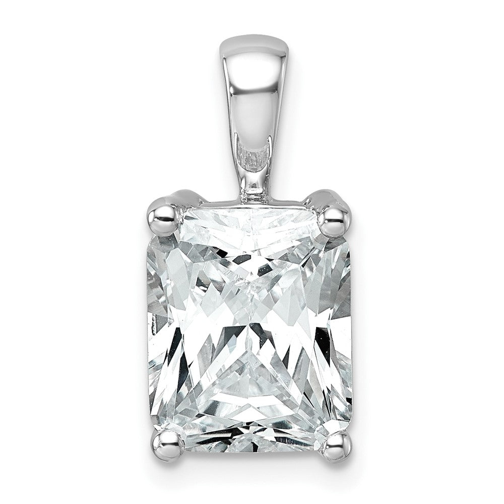 14K White Gold 4 Carat Lab Grown Diamond Vs+ F+ Radiant Complete Four Prong Pendant