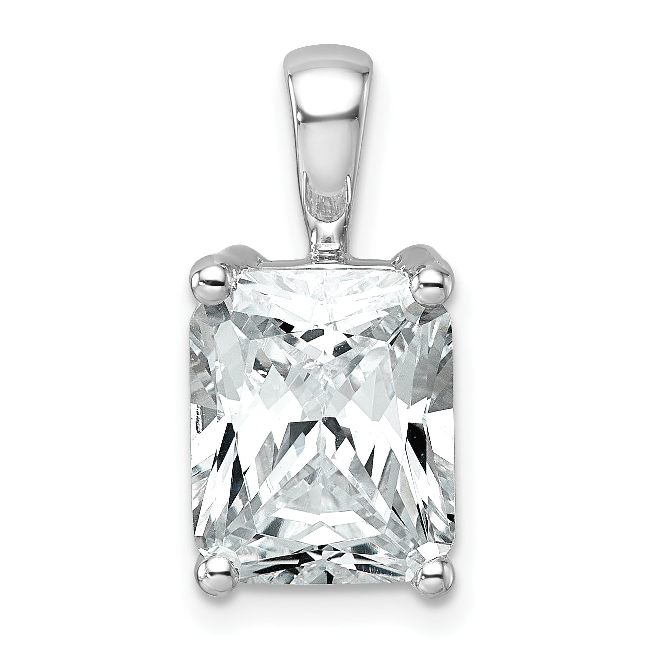 14k White Gold 4 Ct. Lab Grown Diamond VS/SI+ G+ Radiant Four Prong Pendant