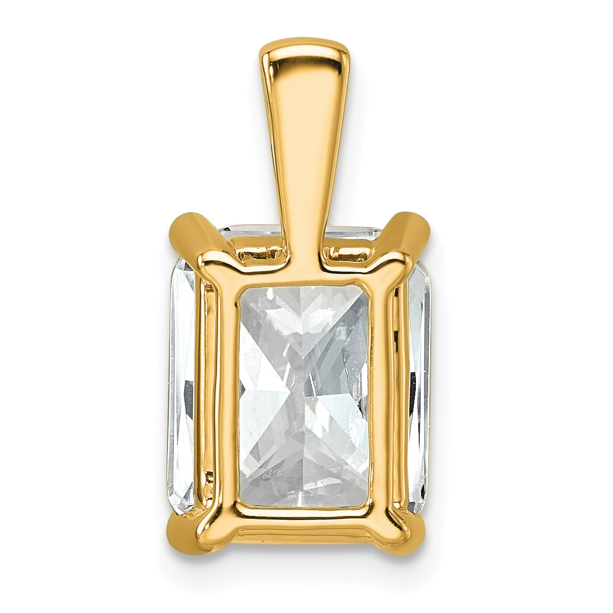 14K Yellow Gold 4 Carat Certified Lab Grown Diamond Vs+ F+ Radiant Complete Four Prong Pendant