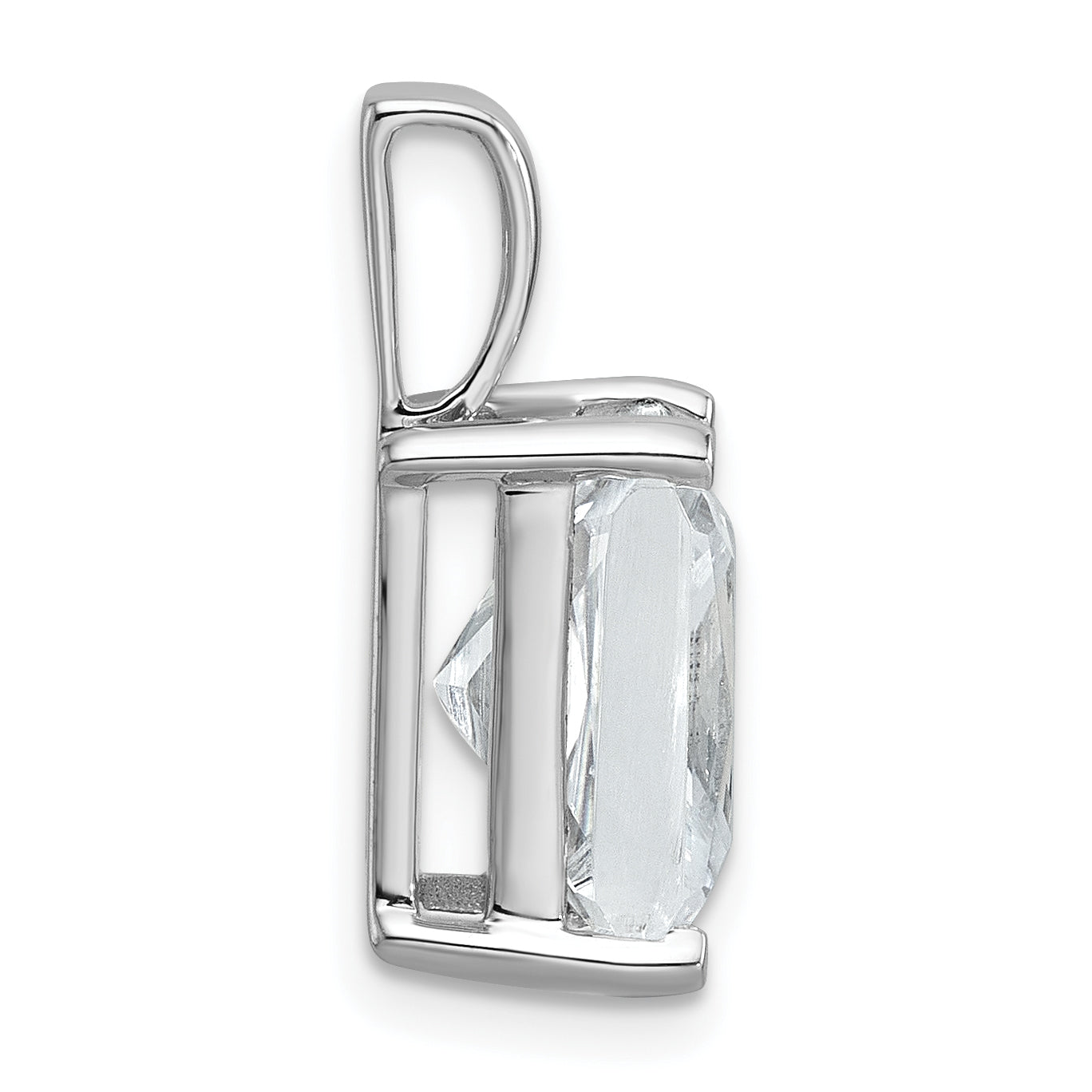 14K White Gold 5 Carat Lab Grown Diamond Vs+ F+ Radiant Complete Four Prong Pendant