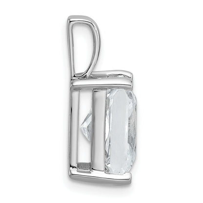 14K White Gold 5 Carat Lab Grown Diamond Vs+ F+ Radiant Complete Four Prong Pendant