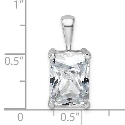 14K White Gold 5 Carat Lab Grown Diamond Vs+ F+ Radiant Complete Four Prong Pendant