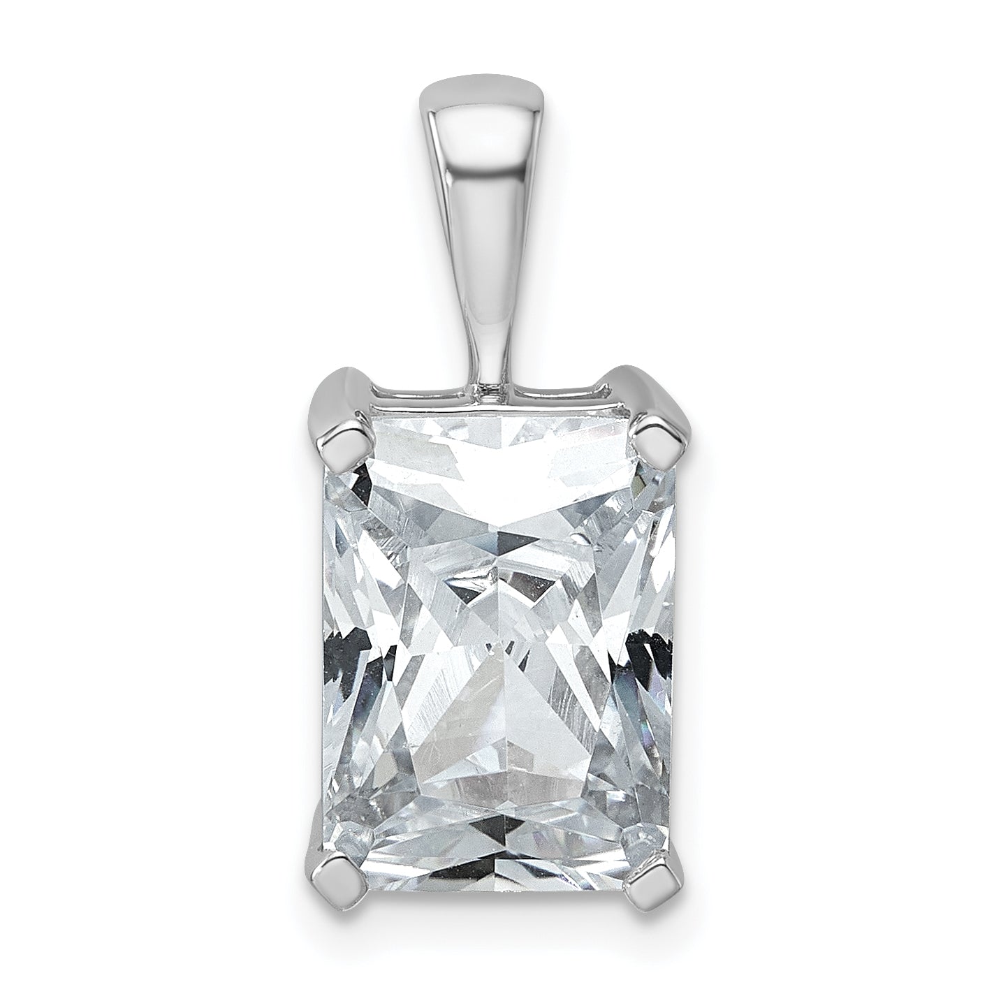 14K White Gold 5 Carat Certified Lab Grown Diamond Vs+ F+ Radiant Complete Four Prong Pendant