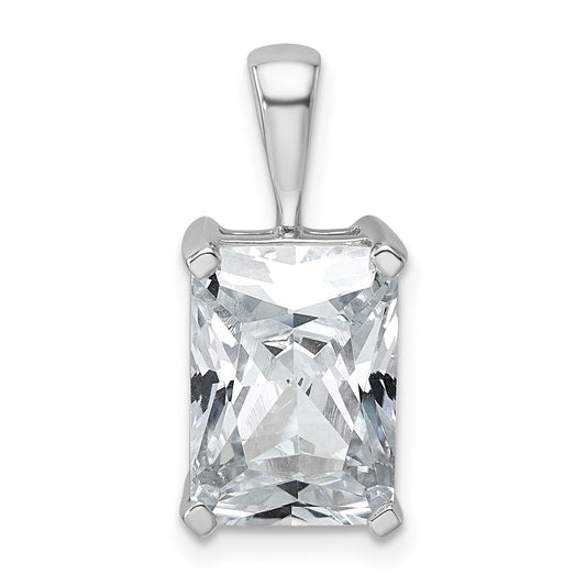 14K White Gold 5 Carat Lab Grown Diamond Vs+ F+ Radiant Complete Four Prong Pendant