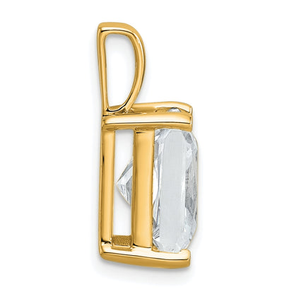 14K Yellow Gold 5 Carat Certified Lab Grown Diamond Vs+ F+ Radiant Complete Four Prong Pendant