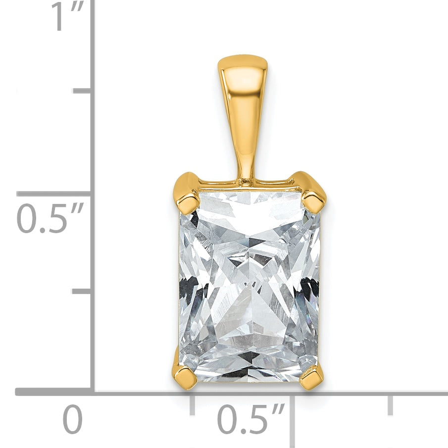 14K Yellow Gold 5 Carat Certified Lab Grown Diamond Vs+ F+ Radiant Complete Four Prong Pendant