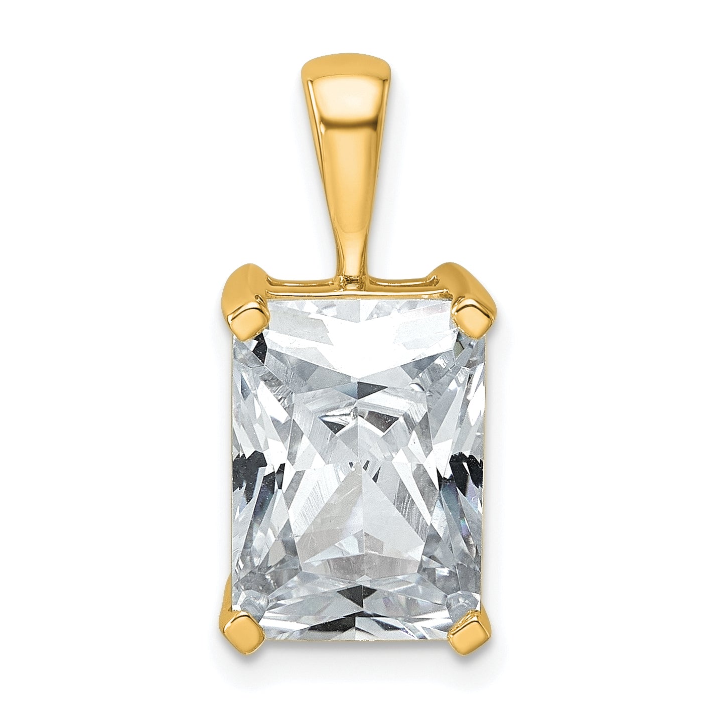 14K Yellow Gold 5 Carat Lab Grown Diamond Vs+ F+ Radiant Complete Four Prong Pendant