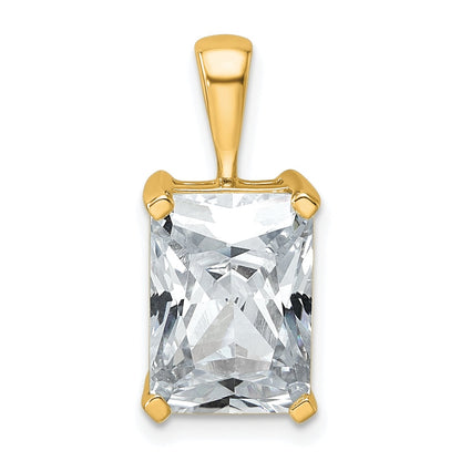 14K Yellow Gold 5 Carat Lab Grown Diamond Vs+ F+ Radiant Complete Four Prong Pendant